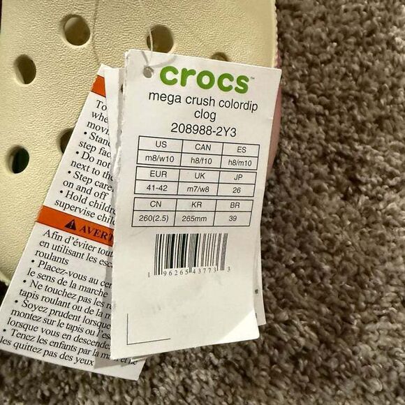 NEW CROCS UNISEX MEGA‎ CRUSH COLOR DIP CLOG 208988 Bone/Multi US W 10 M 8 - Picture 3 of 10